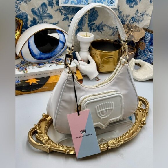 🆕 CHIARA FERRAGNI 🧿 NWT Vicky Eyelike Tote Bag - Borsa a Mano - White - Picture 5 of 16